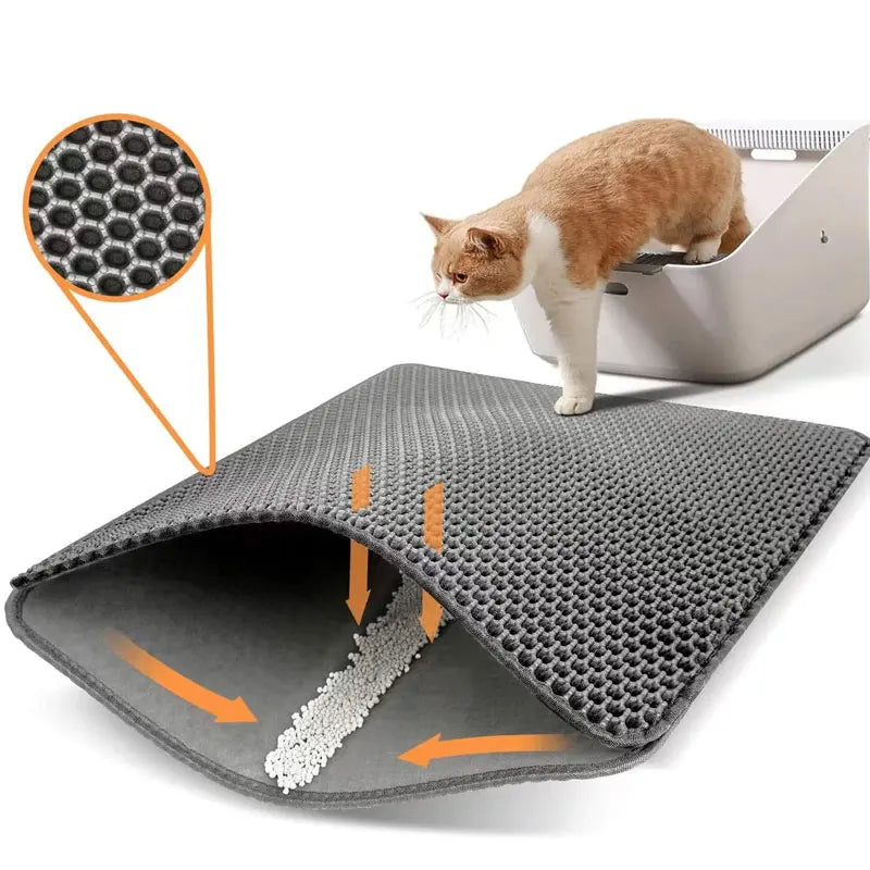 Cat Litter Mat – Double Layer Waterproof Trapping Mat, Non-Slip, Easy to Clean