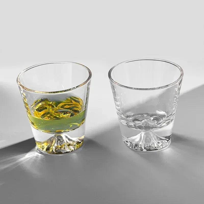 Japanese Style Fuji Glass, Whiskey Glass, Crystal Glass, Edo Glass Gift Box, Snow Mountain  Japanese Sake