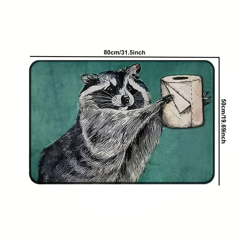 VIKAMA Gray Raccoon Tissue Carpet Cute Doormat Waterproof and Anti-fouling Outdoor Carpet Welcome Mat Rug For Bedroom Home Decor