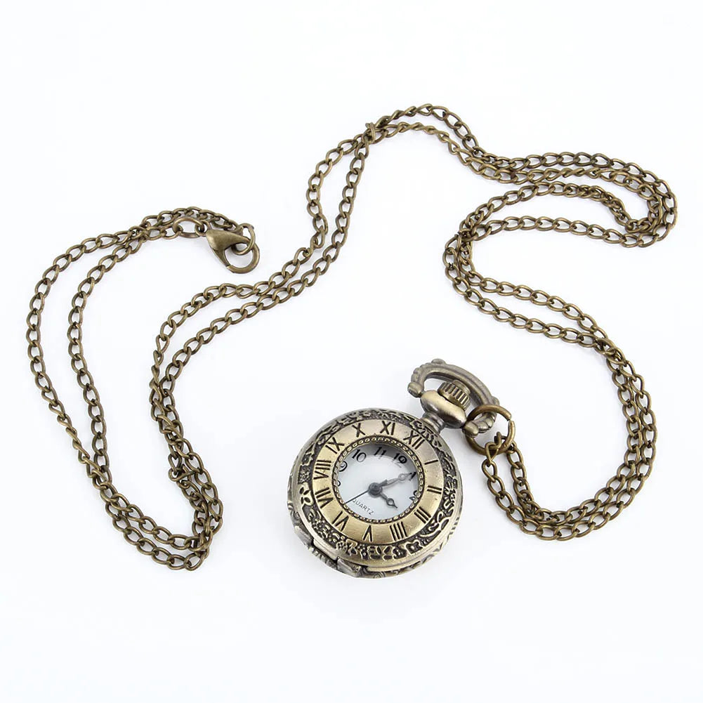 Fashion Vintage  Alloy  Number Dual Time Display Clock Necklace Chain Watches Birthday Gifts