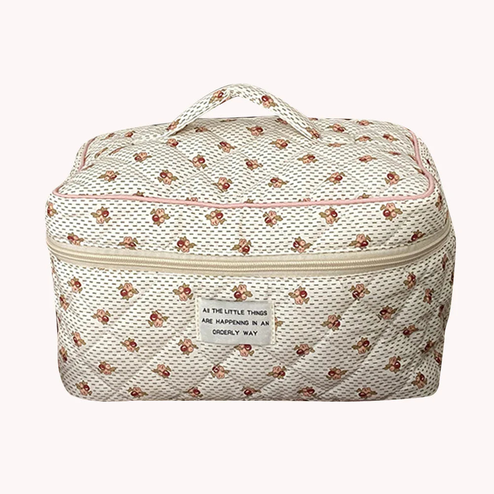 Floral Quilted Cosmetic Organizer Travel  Home