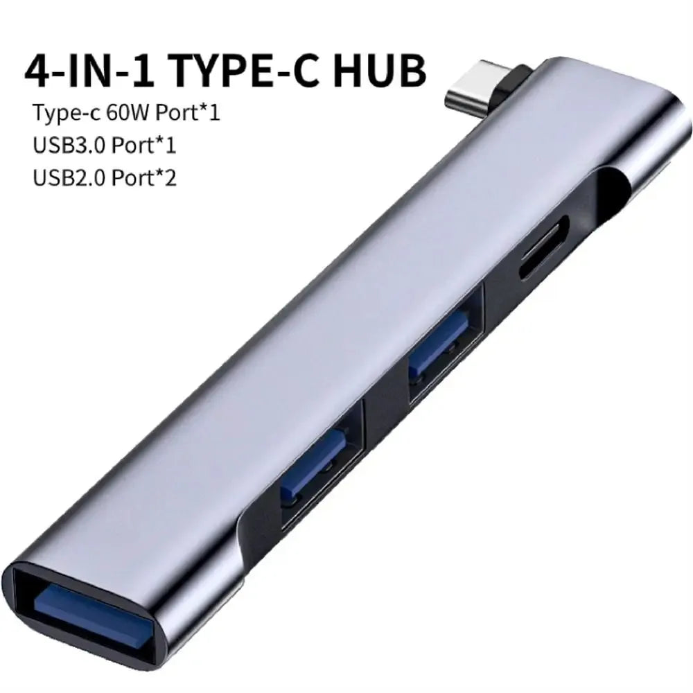 4-in-1 USB-C Hub – Multi-Port Splitter with PD 60W Charging