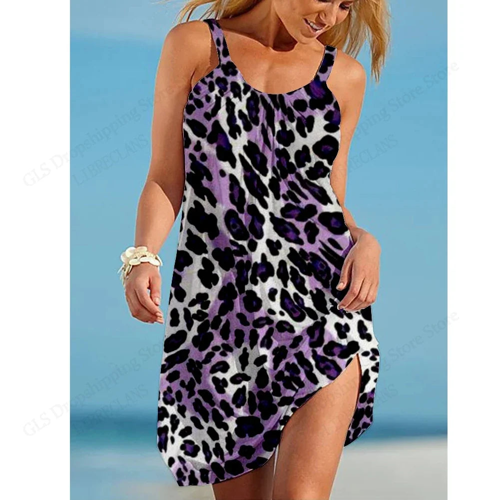 Leopard Print Summer Beach Strap Dress