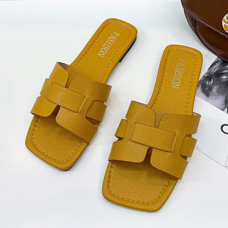 Women Flat Summer Sandals Open Back Casual Slip On Slides - Image 8
