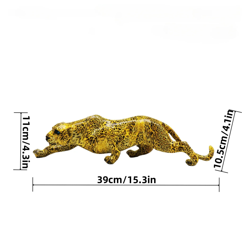Yellow Leopard Resin Sculpture Sitting Cheetah Home Desk Decor - Image 7