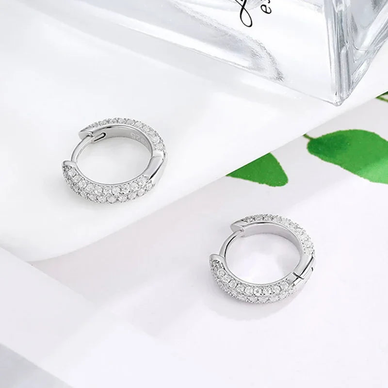 NeeTim Full Moissanite Diamond Earrings 925 Sterling Silver with Gold Plated Wedding Engagement Party Fine Jewelry for Women