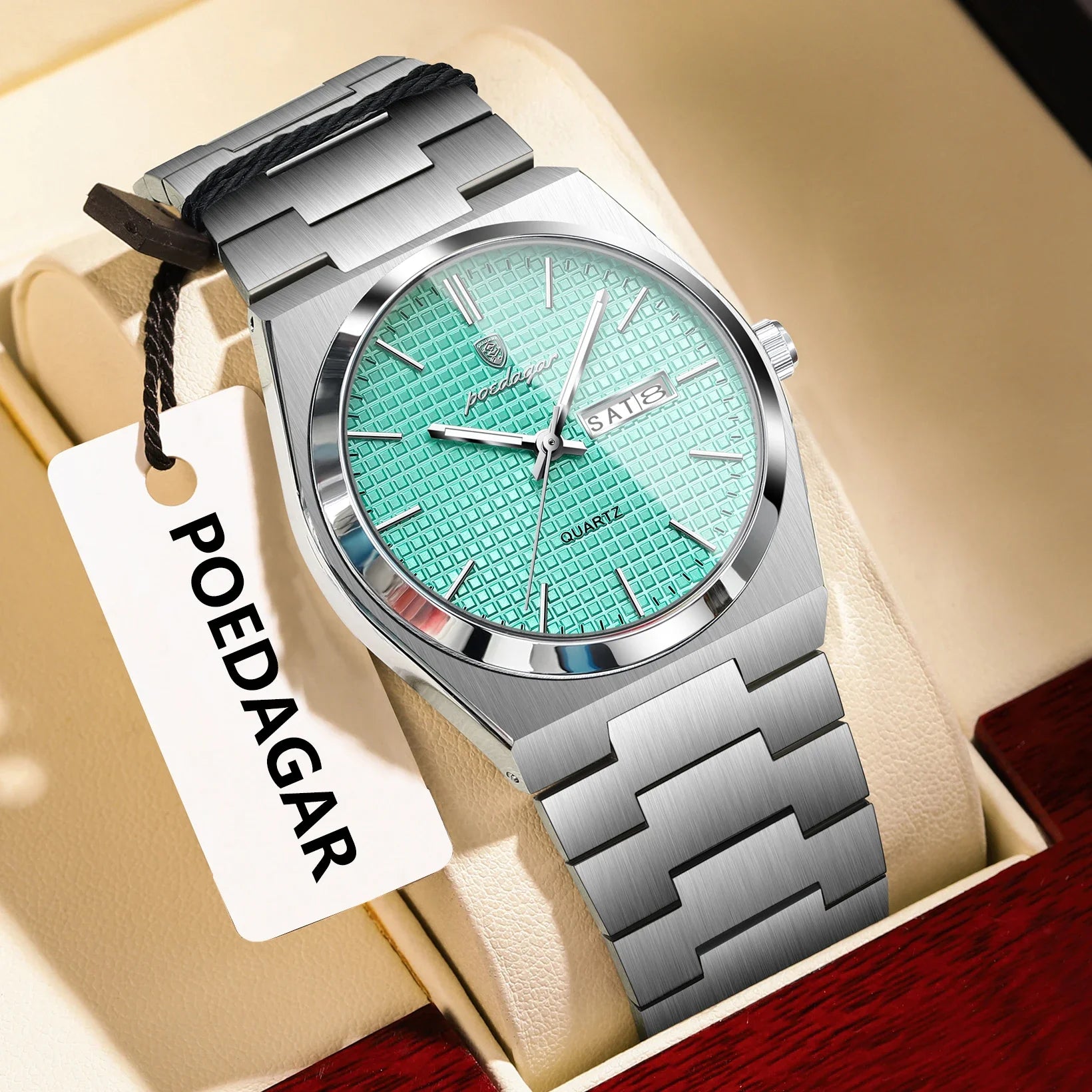 POEDAGAR Top Business Man Watch Luminous Waterproof Stainless Steel Men Wristwatch Date Week Quartz Fashion Casual Men's Watches
