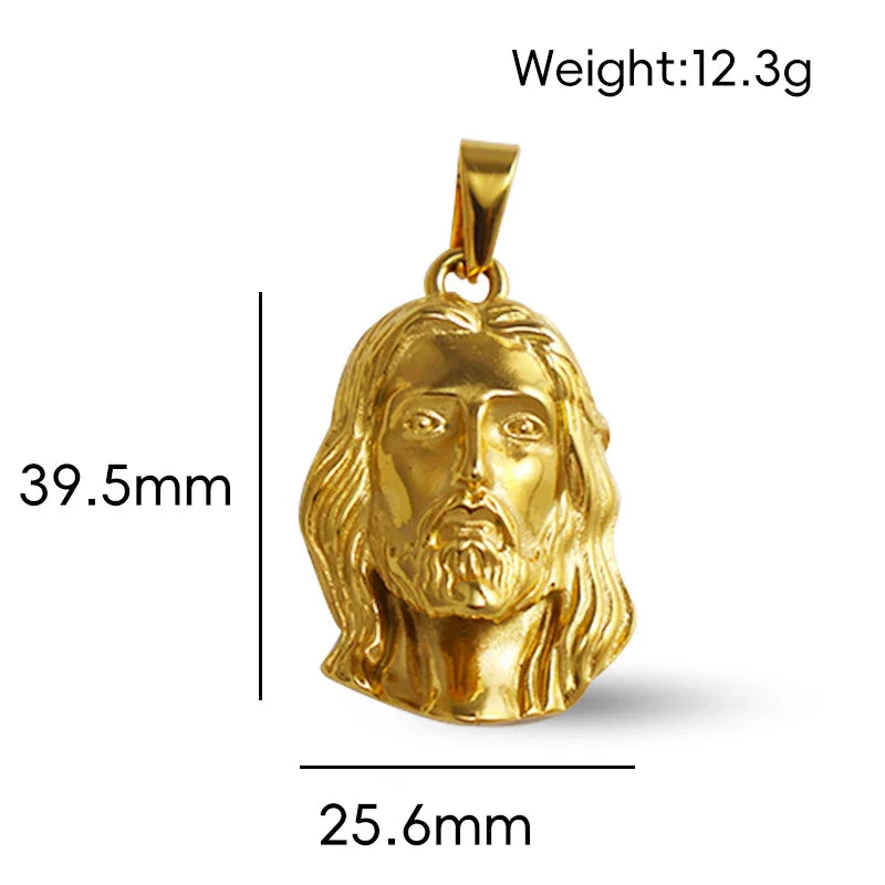 Hot Style Hip Hop 18K Gold Plated Stainless Steel Jesus Pendant for Women Men, Perfect for Daily Outfits & Concert Styles