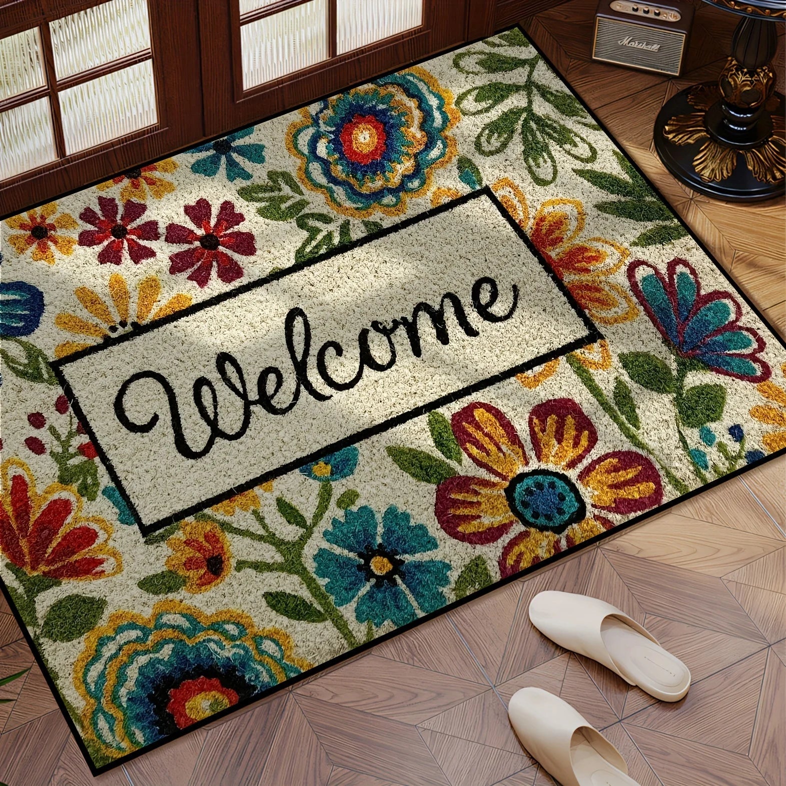 VIKAMA Bright Flower Carpet Garden Doormat Welcome Mat Rug For Bedroom Living Room Carpet Outdoor Carpet Home Decor