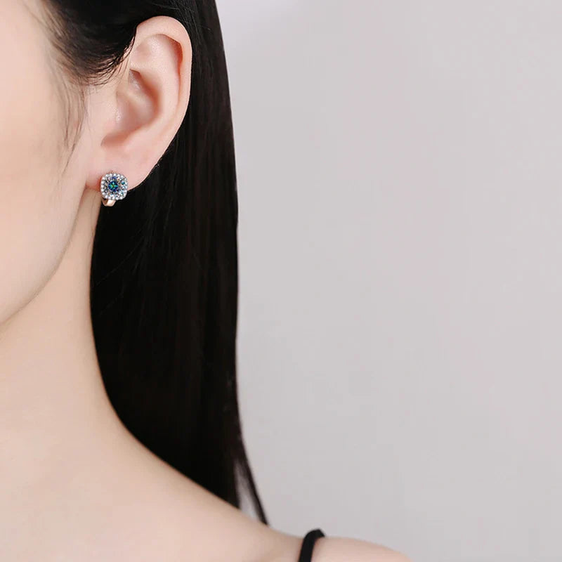 NeeTim 0.5ct 1ct Rainbow Color Moissanite Studs Earrings for Women S925 Silver Black Blue Pink Lab Diamond Wedding Stud Earring