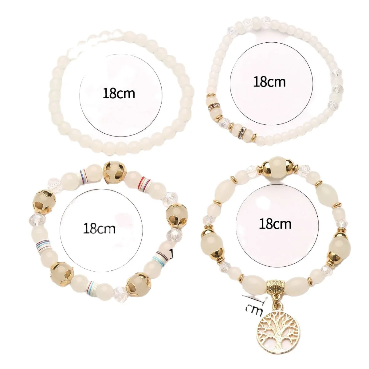 4Pcs Tree Of Life Charm Bracelet Set For Women Handmade Acrylic Beads Chain Bangle Female Boho Jewelry Accessories
