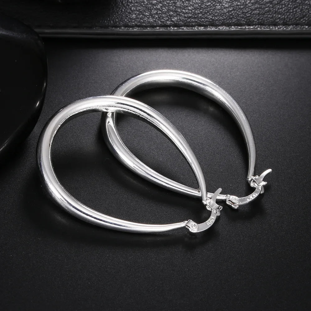 925 Sterling Silver U Shape Small Hoop Earrings For Women Ladies Vintage Luxury Jewelry Accessories Jewellery Argent 925