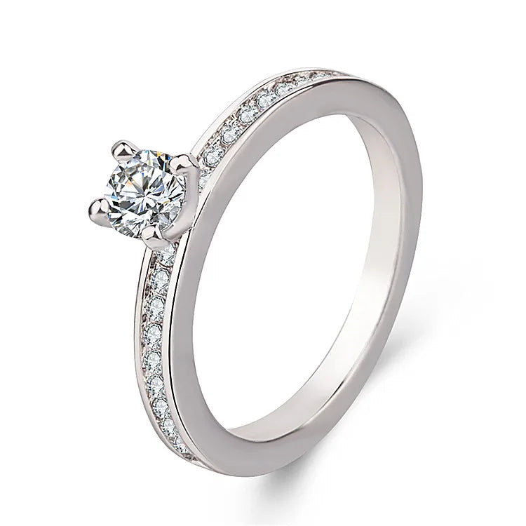 Fashion Trendy Sliver Color Zircon Rings For Women Finger Ring Jewelry Party Custom Jewelry