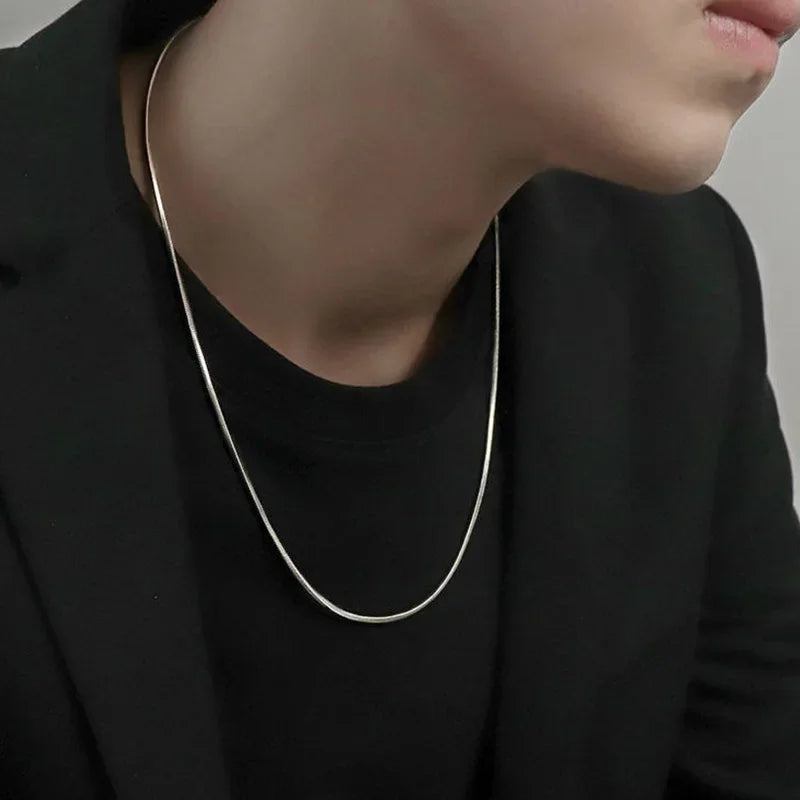 1Pcs Punk Hip-hop Snake Link Chain 925 Sterling Silver Necklace for Men Women Male Jewelry Gifts Cadenas Para Hombre