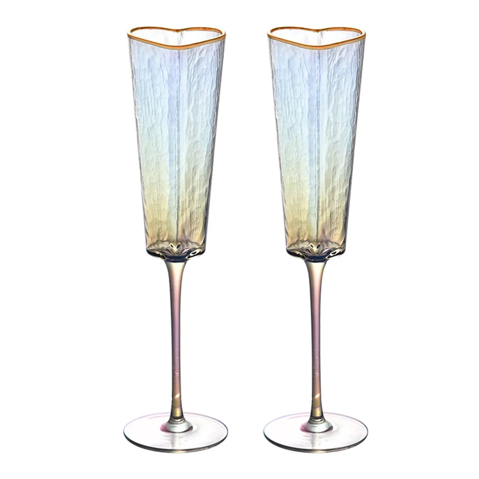 Fashion Golden Rimmed Heart Shaped Glass Goblet Durable Wine Drinking Glass For Home Party Club