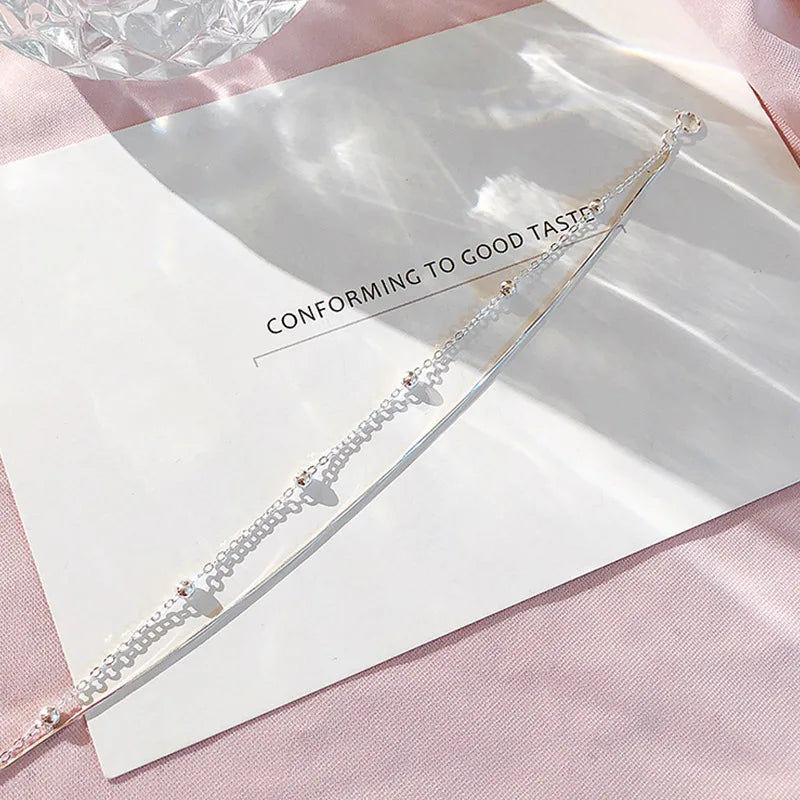 925 Sterling Silver Round Ball Lucky Bracelets Woman Double-Layer Snake Chain Hot Top Quality Jewelry Wedding Jewellery