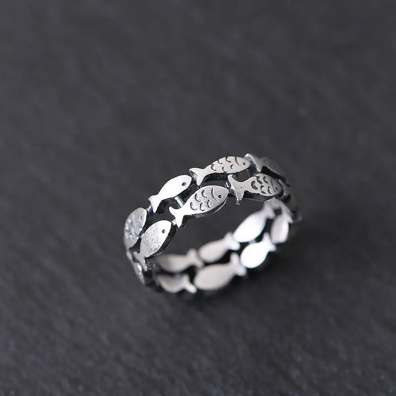 925 Sterling Silver Bilayer Fish Adjustable Rings For Women Engagement Wedding Luxury Quality Aesthetic Jewelry Jewellery