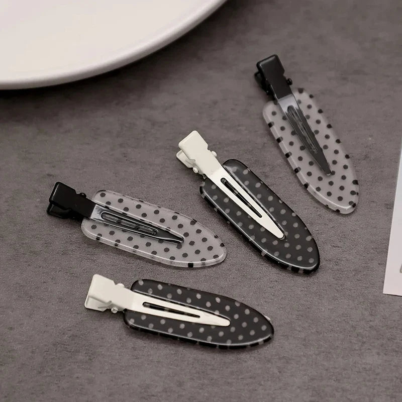 4Pcs Black White Polka Dot Acrylic Hair Clips Secure Hold Suitable for Daily Wear Bb Hairclip Party Outfits Hair Accessories