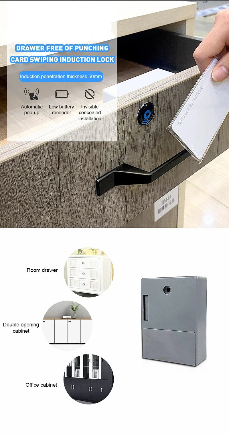 Invisible Magnetic Cabinet Lock – Hidden RFID Drawer Lock