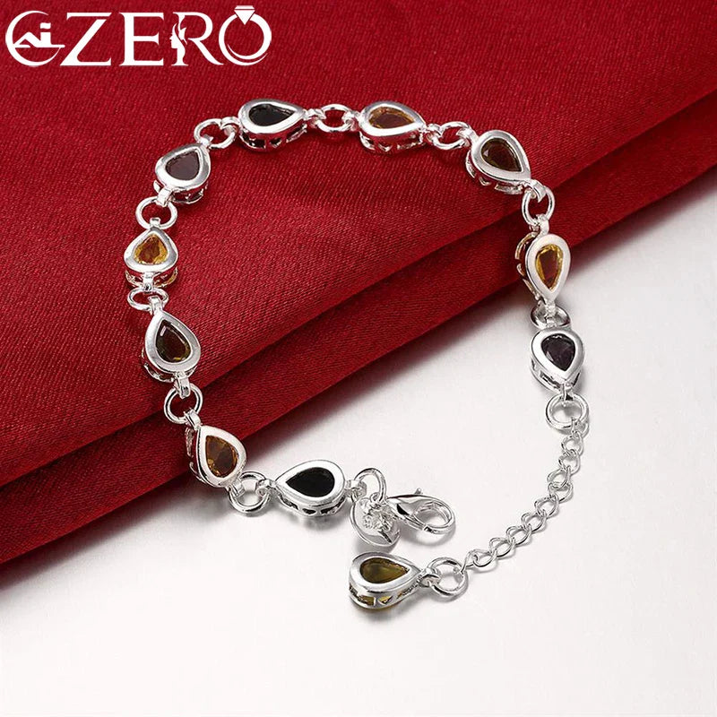 Wholesale 925 Sterling Silver Noble Charm Bracelets Zircon Chain Crystal Jewelry Fashion for Women Wedding Lady Cute