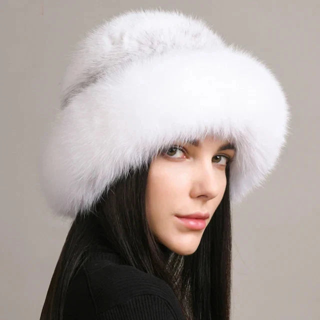 Women’s Luxury Faux Fur Knit Beanie Soft Winter Hat