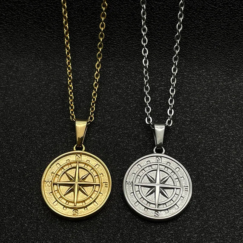 Compass Pendant Necklace Jewelry Hot Sale Vintage 18K Gold Plated Charms For Men Women