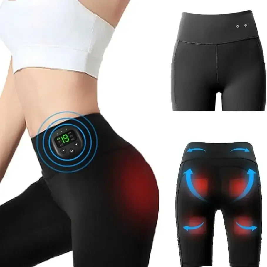 FitSculpt EMS™ High-Waist Yoga Shorts – Muscle Stimulator Butt Lifter with 8 Modes & 19 Intensity Levels