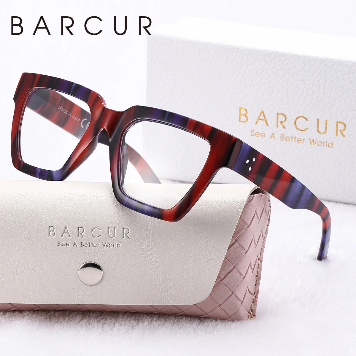 Large Pink Square Reading Glasses Blue Light Blocking Eyewear