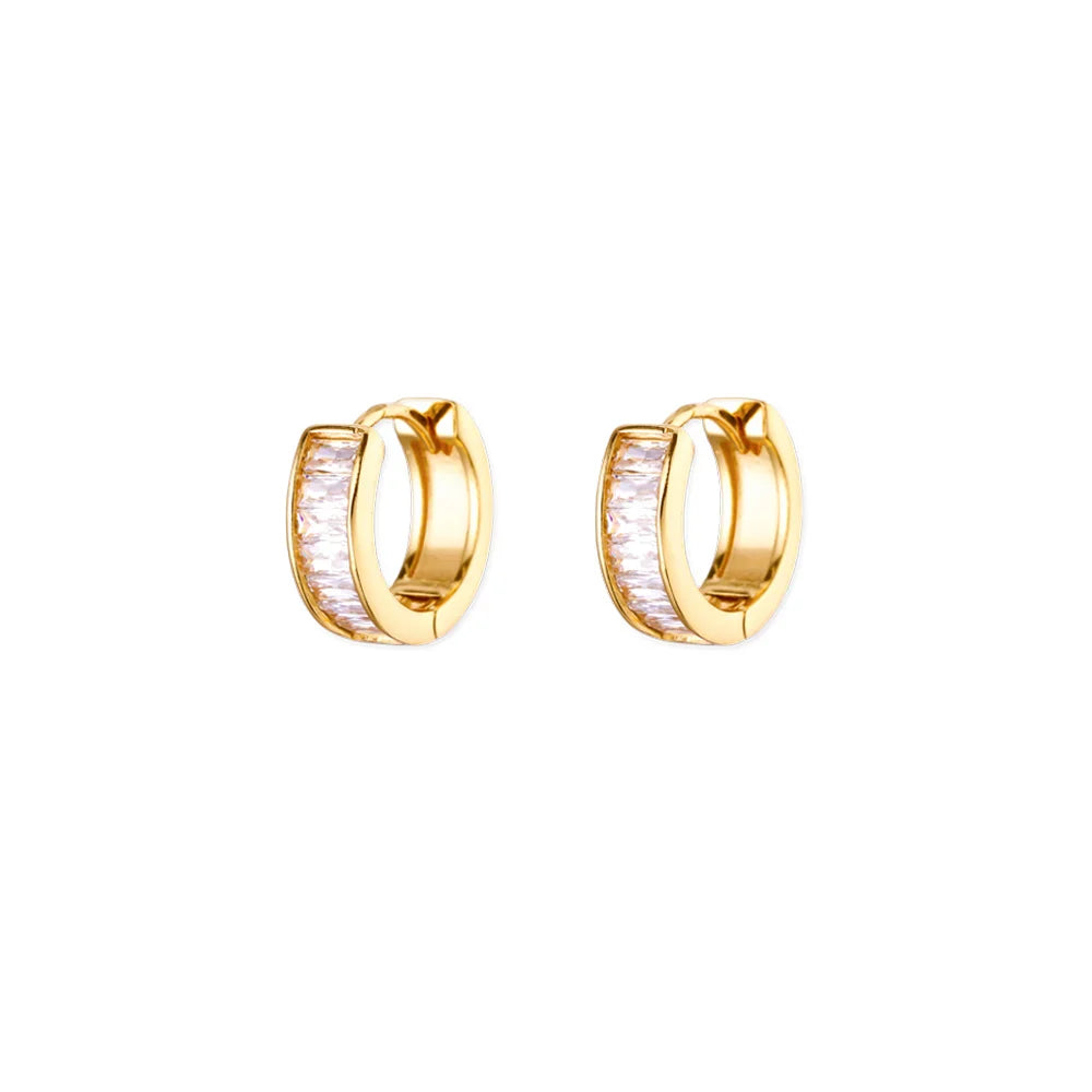 Cubic Zirconia Hoop Stud Earrings For Women Stainless Steel Gold Color Piercing Earring 2025 New Fashion Wedding Jewelry Gift
