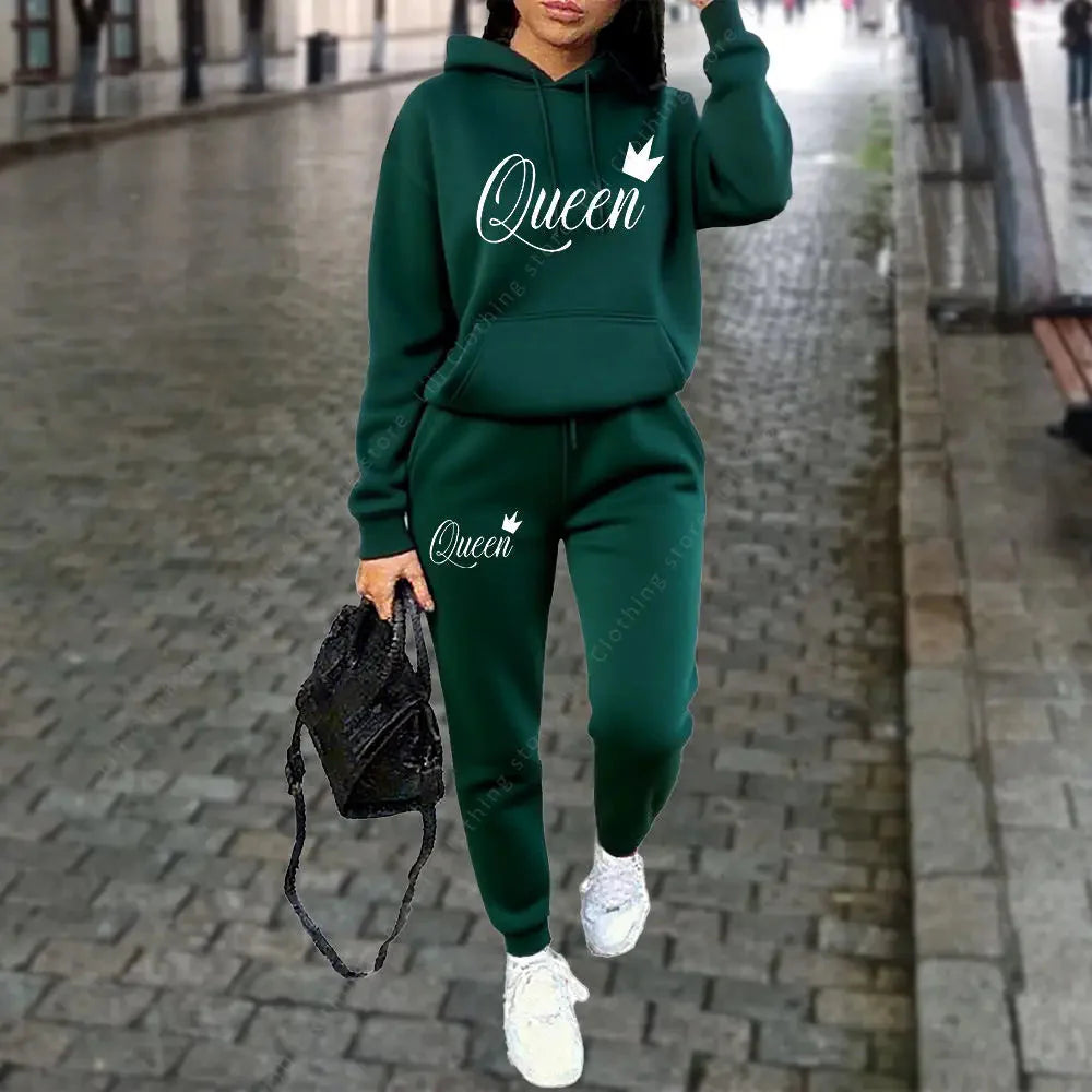 Women’s Queen Graphic 2-Piece Hoodie and Jogger Tracksuit Set - Image 4