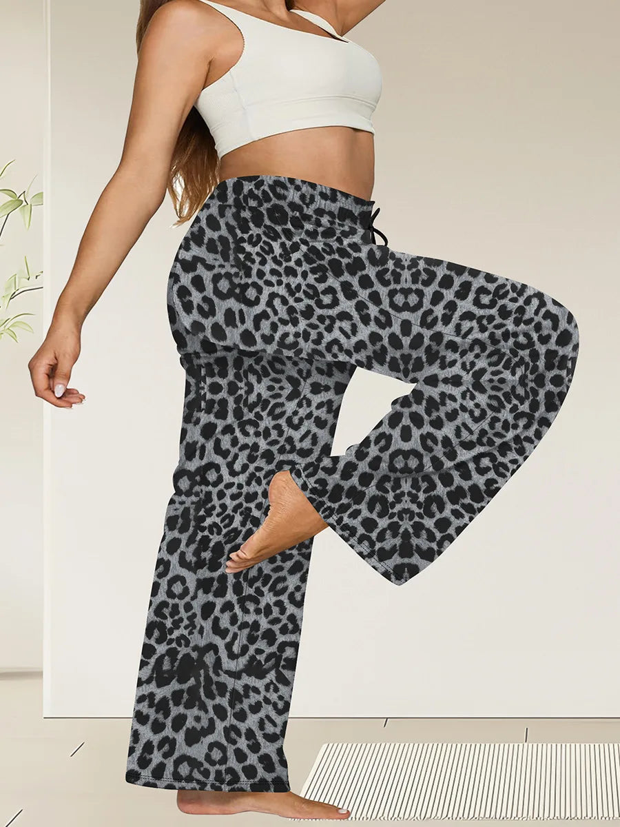 Wide Leg Lounge Trousers with Drawstring Waist and Pockets - Image 38