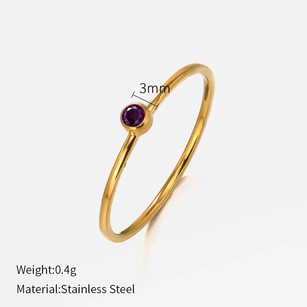 14k Gold Plated Stainless Steel Birthstone Ring