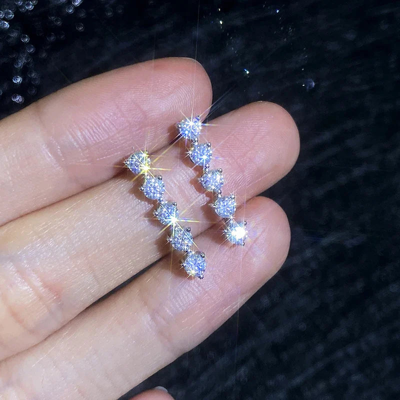 NeeTim 3mm Full Moissanite Earring For Women Wedding Fine Jewely 925 Sterling Sliver With White Gold Plated Party Studs Earrings