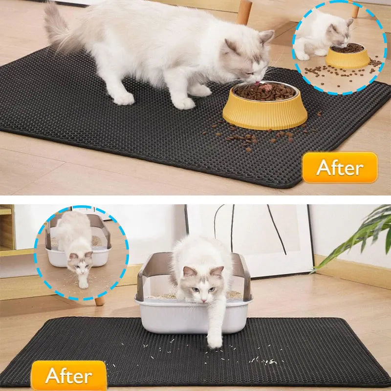 Cat Litter Mat – Double Layer Waterproof Trapping Mat, Non-Slip, Easy to Clean