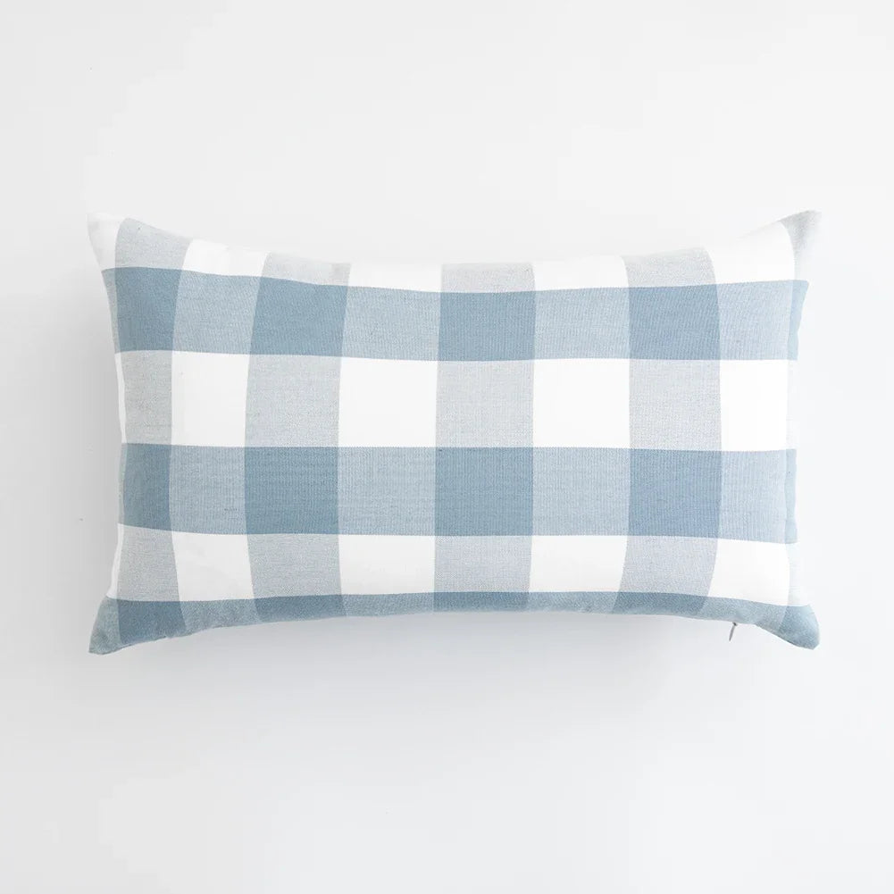 VIKAMA 1pc Light Blue Baby Pillow Cover, Plaid Home Decor, Sofa Cushion Cover Suitable for Sofa and Interior Home Decoration