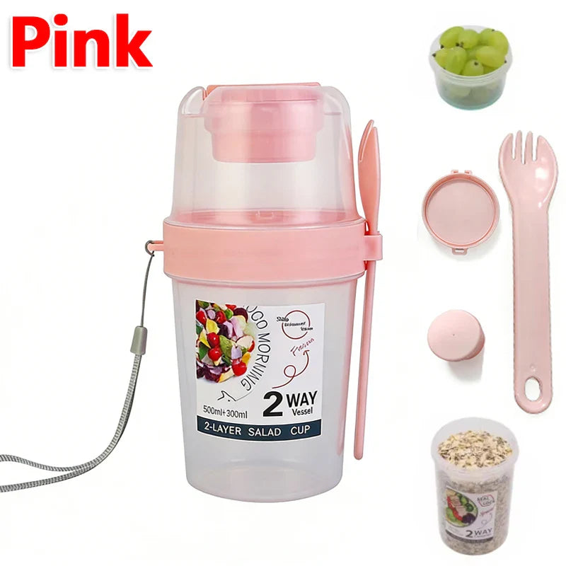 Breakfast On The Go Cups, Salad Cup To Go, Take And Go Yogurt Cereal Overnight Oats Snack Parfait Containers & Salad Dressing Ho