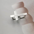 Custom Cross Ring Two Finger Ring Engraving Name Silver Stainless Steel Ring Men Knuckle Jewelry Personalized Gift for Boyfriend