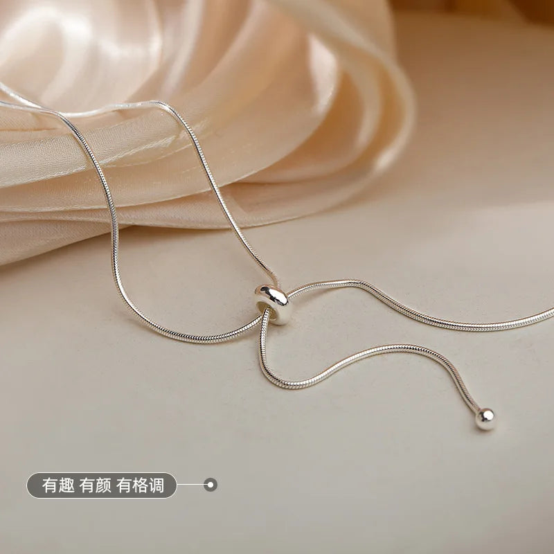 925 Sterling Silver Neck Snake Chain Necklaces Women Luxury Jewelry Exquisite Elegant Aesthetic Charms Accessories Argent 925