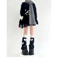 Y2K Punk Knitted Leg Warmers Black White Heart Star Argyle Style - Image 28