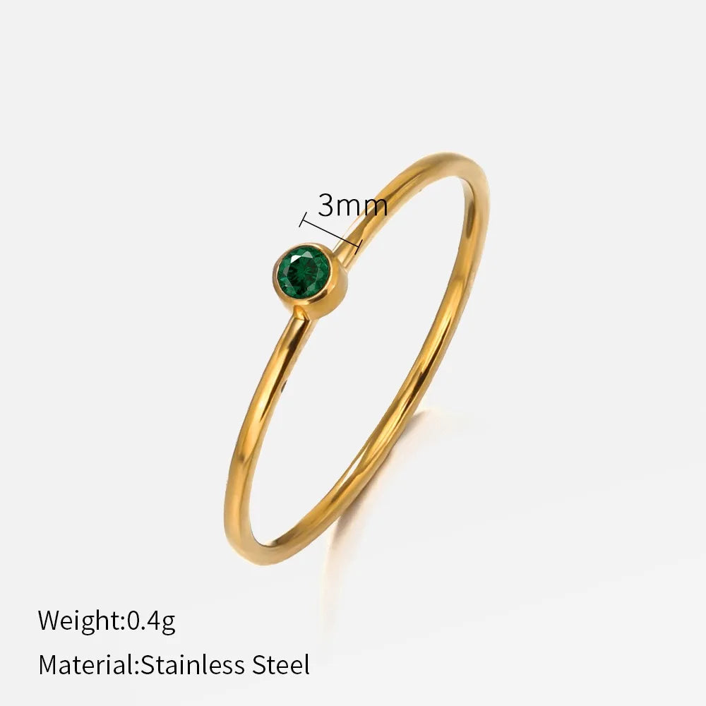 14k Gold Plated Stainless Steel Birthstone Ring