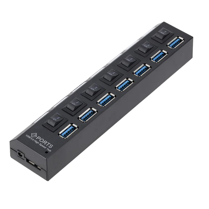 7-Port USB 3.0 Hub – Multi USB Splitter with Power Adapter