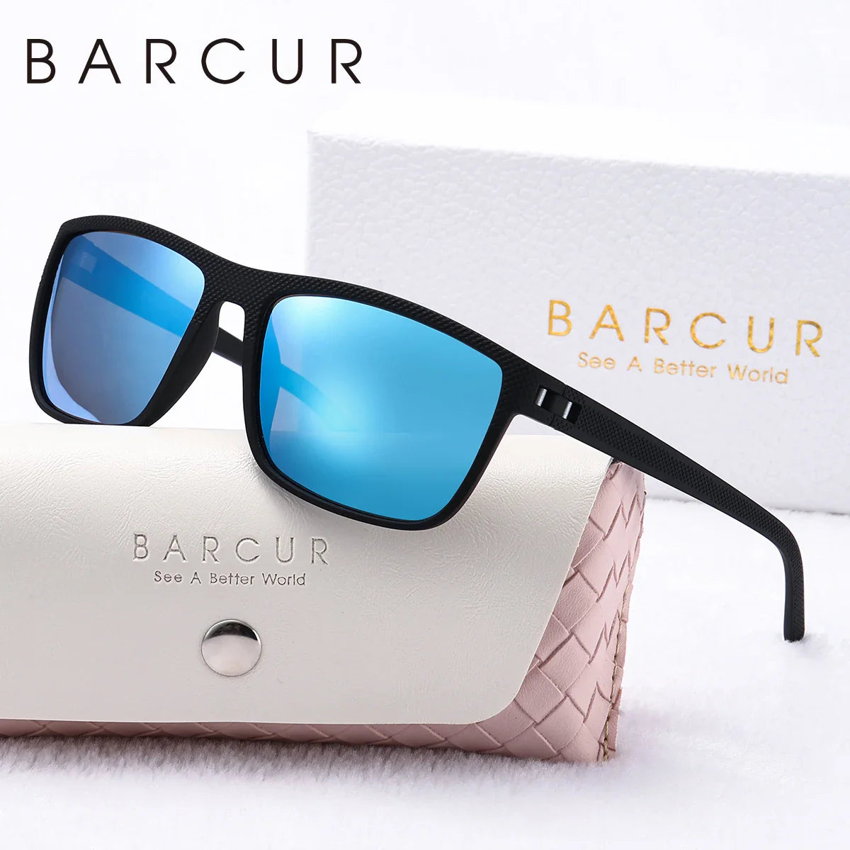 Trendy Square Polarized Sunglasses for Women White Pink Frame