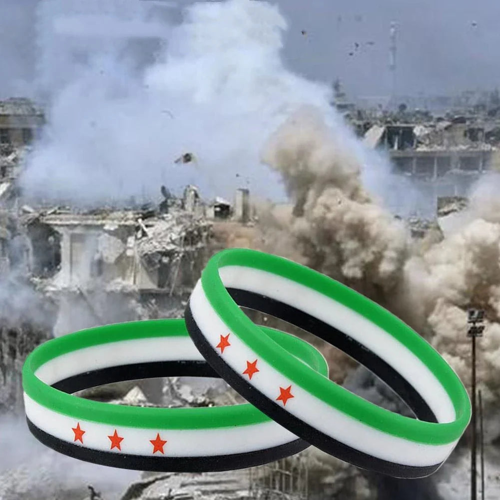 Syria Flag Silicone Bracelets For Men And Women Personalized Bracelets Sports Wrist Band Bangle Lightweight Band for Casual