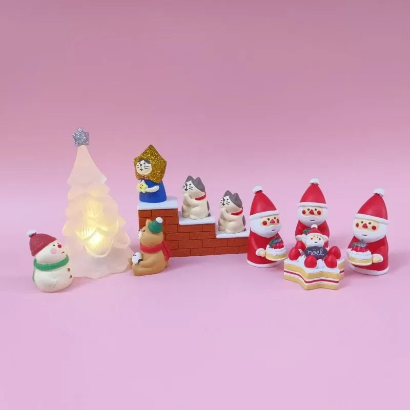 Christmas Resin Ornaments Home Scenes Trendy Toys Figurines Decorations ZAKKA Dolls Cats 2025 Small Ornaments