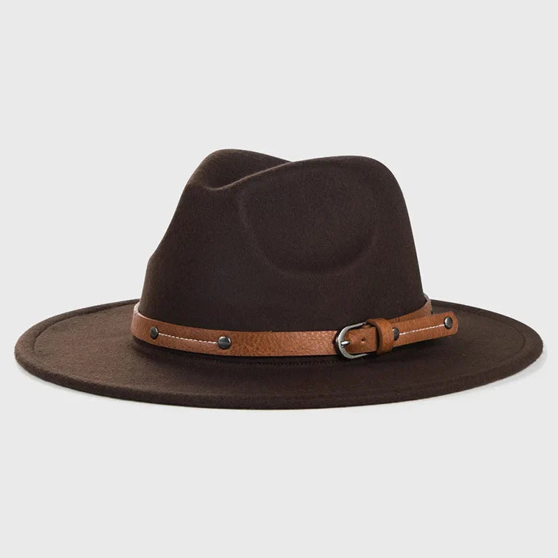 Unisex Wool Fedora – Flat-Brim Felt Hat for Fall & Winter