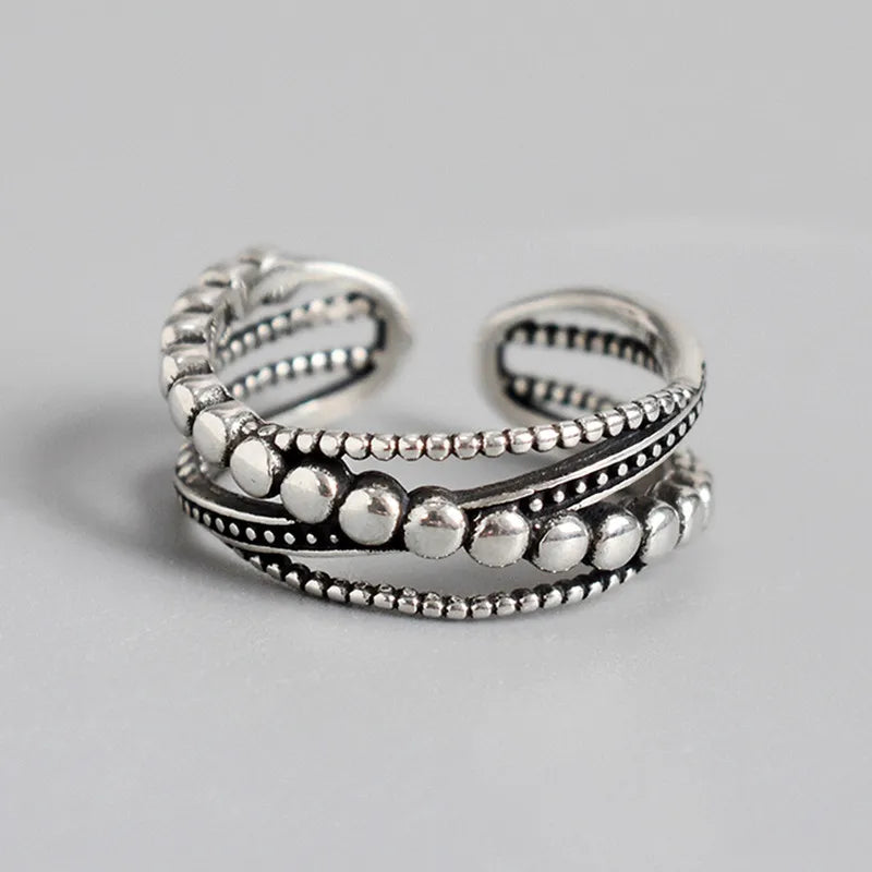 925 Sterling Silver Overlapping Ball Rings For Girls Fashion Wedding Jewelry For Women Accessories