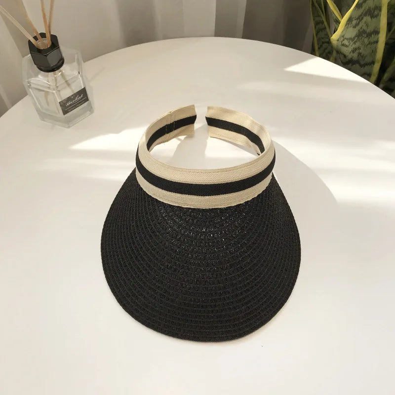 Women Straw Visor Hat Adjustable Sun Protection Beach Accessory - Image 8