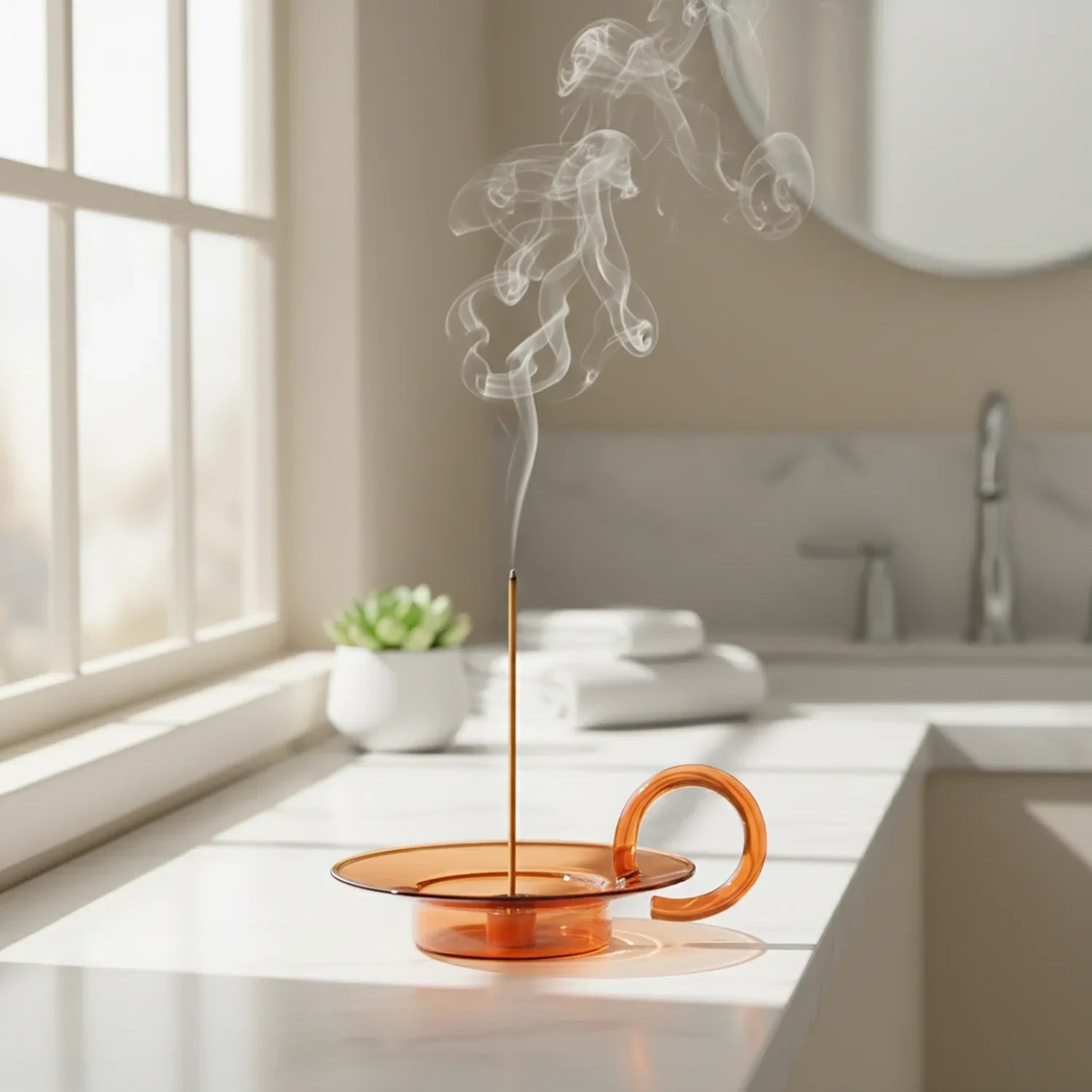 Glass Incense Holder Brass Nine-hole Incense Stick Holder with Glass Ash Catcher Incense Burner for Meditation Yoga Spa