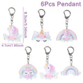 6pcs Rainbow Unicorn Acrylic Keychain Pendant Unicorn Birthday Party Decoration Kids Gifts Baby Shower Wedding Party Favors