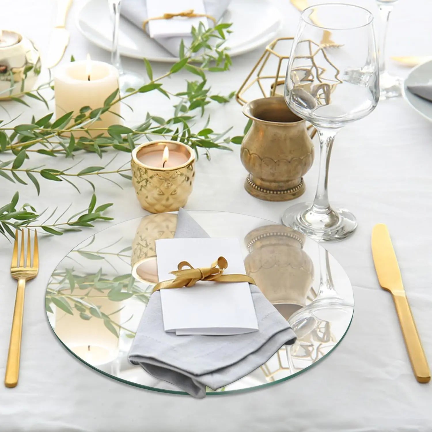 5/10pcs Acrylic Mirror Table Centerpieces, Round Decorative Display Trays for Wedding, Dining & Coffee Tables(20/30cm)